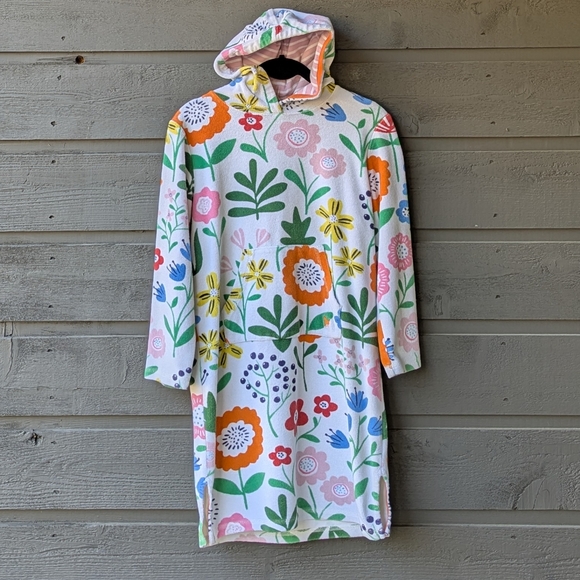 Mini Boden Springtime Flowers Terrycloth Beach Swim Coverup Shower Robe 9-10Y - Picture 1 of 7